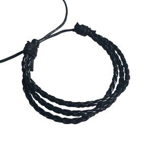 Black Braided Rope Adjustable Bracelet Handmade Unisex Stylish Design Accessory